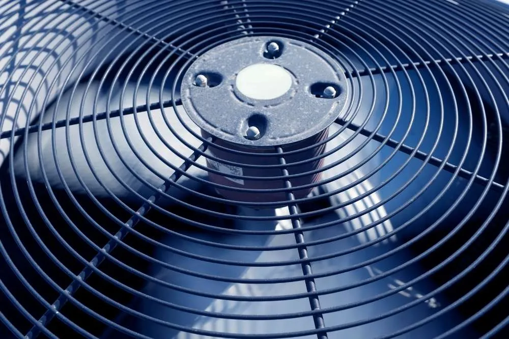 A close up shot of an AC fan blade system after a new AC unit installation.